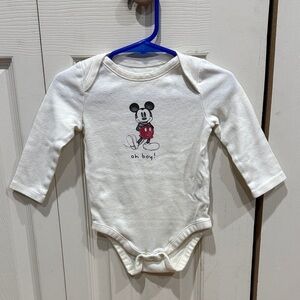 baby Gap Disney Mickey Mouse Cream Long Sleeve Bodysuit